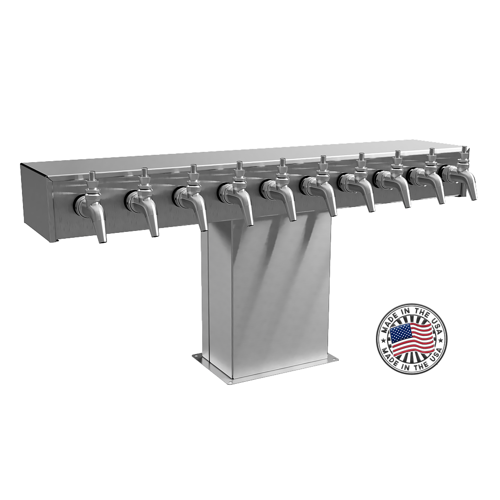 10 Product S/S T Tower - Glycol SuperChill - Stainless Steel Forward Sealing Faucets