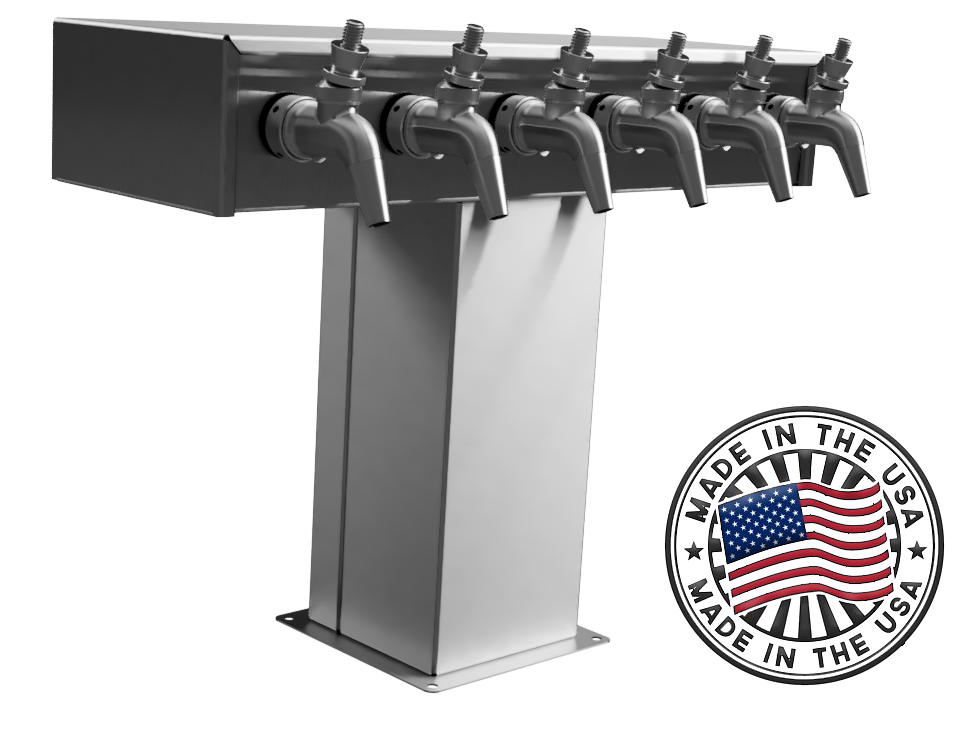 6 Product S/S T Tower - Glycol SuperChill - Stainless Steel Forward Sealing Faucets