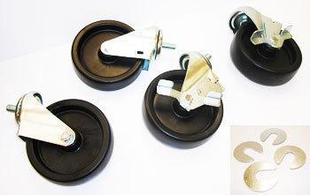 CASTOR 5" SET/4 1/2" X 13 X 1" STEM 2LK/2NONLK