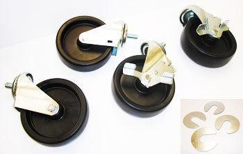 CASTOR 5" SET/6 STEM BLACK 1/2" X13 X 1" 2LK/2NON LK