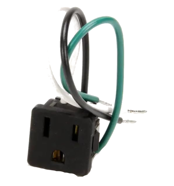 RECEPTACLE, 3 WAY BLK #643-01374-101 15 AMP