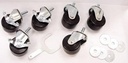 CASTOR 3" 1/2-13 X 1-1/2 STEM 1 3/4 WIDE SET/6 WITH WRENCH