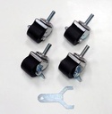 CASTOR KIT 2" SET/4, 1/2-13 X 1 1/2" STEM, 2 LK/2 NONLK WREN